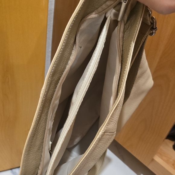 Neutral Butter Soft Leather Shoulder Bag with Minimalist Design, Made In Italy - Picture 10 of 12